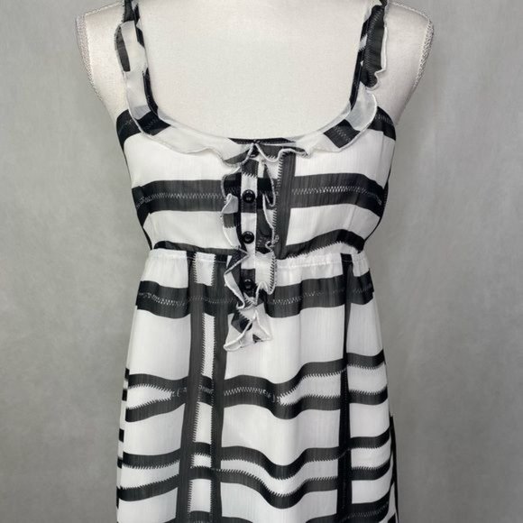 Volcom womens sleeveless mini dress white black plaid stretchy top size small S - Picture 4 of 16